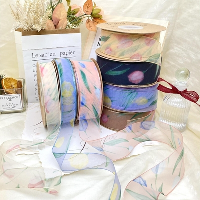 Good price New Online Korean Ribbon Tulip Snow Silk Ribbon Flower Packaging Hair Accessories Bow Clothing Ribbon Shoe Flowers online