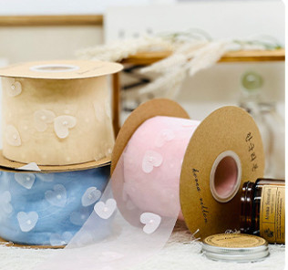 Good price Heavy Industry Peach Heart Embroidery Snow Yarn Bouquet Packaging Macaron Ribbon Flower Shop Cake Shop Handmade DIY Materials online