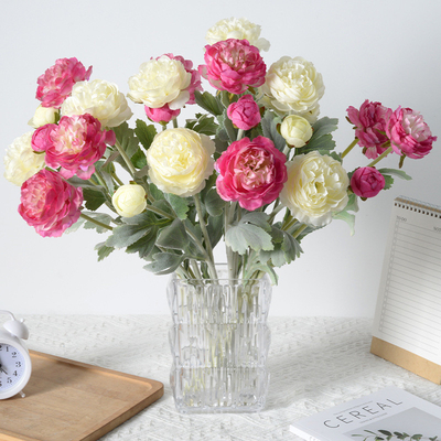 Good price Simulated High-end 3-head Plush Thousand Pose Lotus Flower, Ocean Peony, Simulated Flower, Home Wedding Decoration, High-end Fake Bouquet online