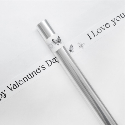 Buy Romantic Flower Wrapping Paper Transparent OPP Cellophane Roll for DY Packaging 57*1000cm online manufacture