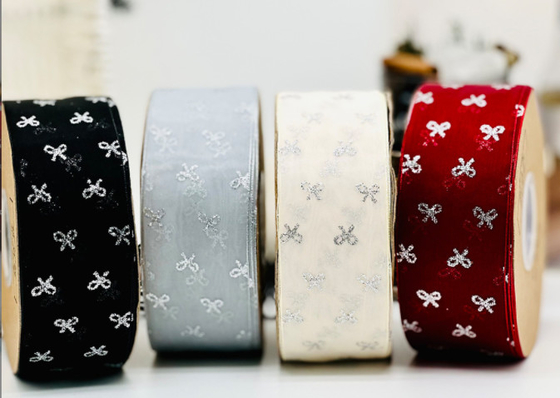 Good price Advanced Silver Sparkle Butterfly Snow Ribbon Handmade DIY Hair Accessories Bow Material Clothing Straw Hat Accessories Gift Box Packaging online