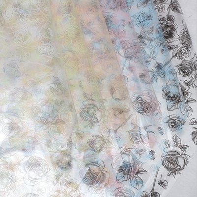 Good price Crystal rose OPP flower wrapping paper, cellophane transparent printed floral art bouquet, flower wrapping paper online