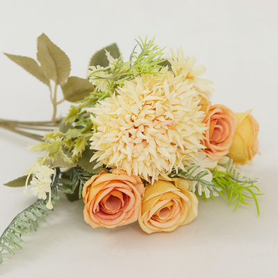 Good price Simulated flower prickly ball rose combination flower hotel decoration fake flower clothing luggage decoration silk flower headwear artificial flower online