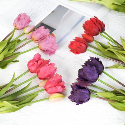Good price New 5-head wavy soft rubber tulip artificial flower, cross-border high-end home festival decoration tulip artificial flower online