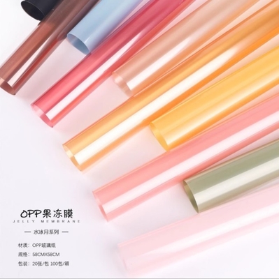 Good price Colored OPP jelly film, gift flower packaging paper, flower wrapping paper, bouquet, waterproof cellophane, factory wholesale in stock online