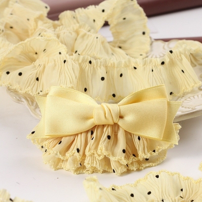 Good price Green Woven Ribbon Hair Accessories for Baby Clothes and Lolita Skirts Wrinkled Polka Dot Skirt Hem 100m online