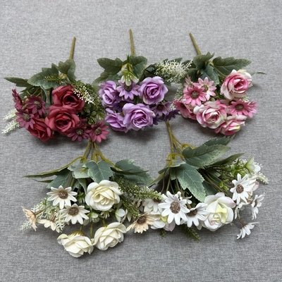 Good price Simulated Corner Rose Chrysanthemum Combination Bundle Silk Flower Home Living Room Hotel Wedding Photography Prop Ornament online