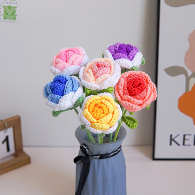 Good price Cross-border hand-woven finished small bouquets, artificial flowers, woolen knitted bouquets, artificial flower weaving, festival artificial flowers online