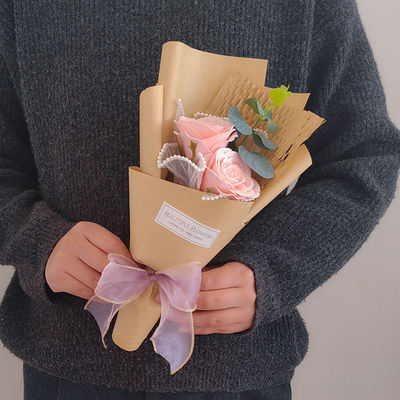 Buy Artificial rose single bar soap bouquet, carnation everlasting flower, festival gift decoration online manufacture