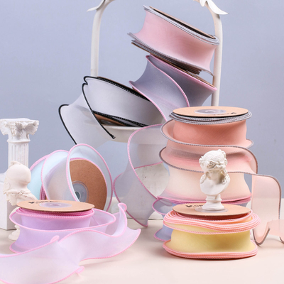 Good price Versatile Usage Colorful Edge Chiffon Transparent Woven Ribbon for Hair Accessories online