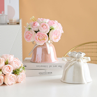 Good price High-end rose artificial flowers, artificial flower decorations, dried flower bouquets, living room and dining table decorations, plastic flowers, silk flower ornaments online