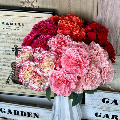 Good price Carnation artificial artificial flower bouquets, artificial plastic flowers, high-end living room ornaments, wedding flower art finished products online