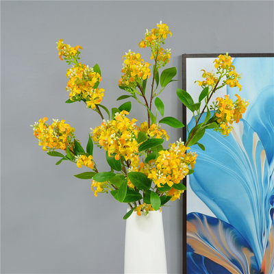 Good price Thousand Miles Fragrance Single Branch Golden Osmanthus Simulated Flower High Quality Lilac Flower Living Room Desktop Silk Flower Arrangement Decoration online