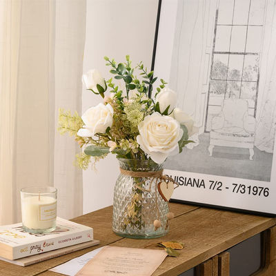 buy Amazon source artificial rose bouquets for living room and home decoration, artificial rose artificial flowers online manufacture