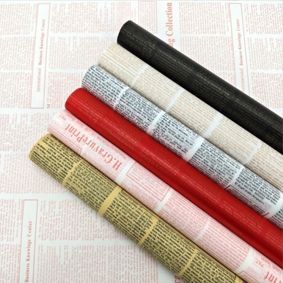 Good price Wholesale of leather-colored English retro newspaper wrapping paper, flower bouquet wrapping paper, Korean vegetarian paper, waterproof floral art, flower shop online