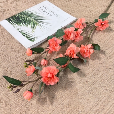 Good price Simulated 2-branch Italuo Mountain camellia home arrangement, silk flower art, multi-headed camellia, wedding hall decoration, floor-standing flowers online