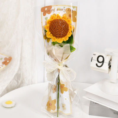 Good price Finished wool flower, hand-knitted flower, sunflower, sunflower, artificial flower, artificial flower online