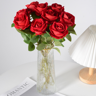 Good price Simulated velvet rose, fake flower, wedding home decoration, Valentine's Day, artificial bouquet with tactile feel online