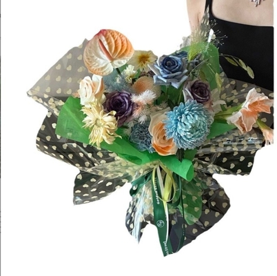 Good price Yuexin Xiancai opp transparent waterproof flower wrapping paper, heart-shaped glass paper flower wrapping paper, handmade flower bouquet diy material online