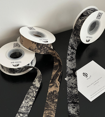 Buy French 2.5cm Ink Printed Ribbon Flower Bouquet Tie Gift Bow DIY Floral Materials online manufacture