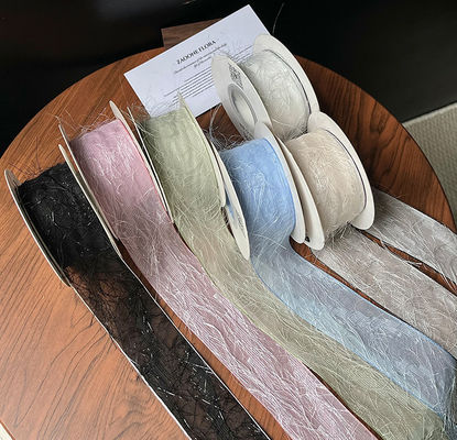 buy 4cm/10m Black Feather Ribbon Flower Bouquet Tie Tassel Design for DIY Decoration Floral Materials online manufacture