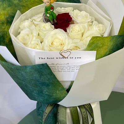 Good price Ink-wash paper flower bouquet, Little Prince decorative wrapping paper, flat stone-textured paper packaging, fresh flowers, handmade flower shop materials online
