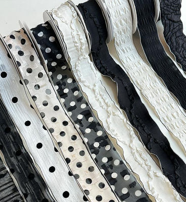 buy DIY Decorative Floral Packaging 14m Black and White Ribbon Qixi Bouquet with Ribbon Flower Shop online manufacture