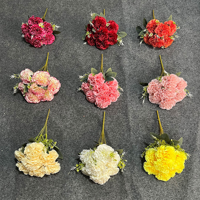 Good price 7-head carnation simulation artificial fake bouquet artificial plastic flower high-end living room decoration wedding floral arrangement online