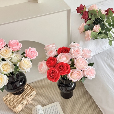Buy Real rose bouquet, single fake flower, home decor, living room dining table decoration, wedding hall flower arrangement, decoration, flower arrangement online manufacture