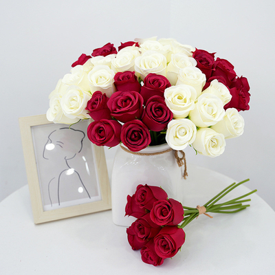 Buy Simulated 7-head Rose Wholesale Imperial Concubine Rose Handheld Rose Bundle Home Furnishings Hotel Wedding Hall Decoration online manufacture