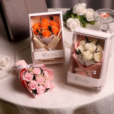 Good price A soap flower Valentine's Day and Women's Day gift, a finished artificial rose bouquet, is a creative birthday gift for your girlfriend online
