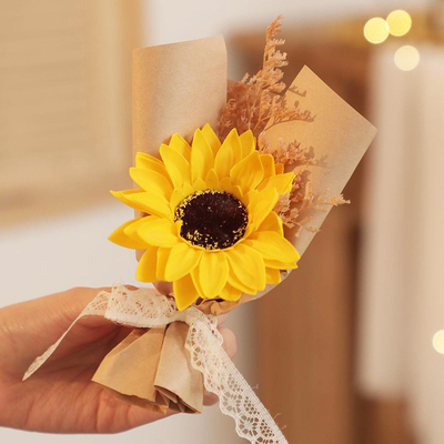 Buy Handmade sunflower soap flower gift box, Teachers' Day souvenir, Valentine's Day present, preserved flowers, dried flowers, small bouquets online manufacture