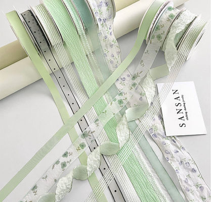 buy 1cm Washable Mint Manbo Ribbon Flower Bouquet Float Handmade Floral Design DIY Gift Cake Pack Decorative Strap online manufacture