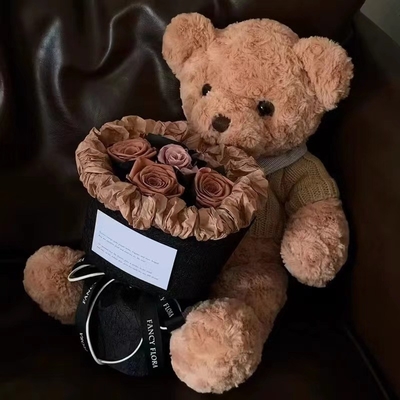 Buy Doll plush cute bear bouquet, eternal rose artificial flower Valentine's Day gift, birthday gift for girls online manufacture