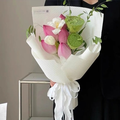 Buy 3D Artistic Embossed Waterproof Flower Art Kraft Paper Decorative Gift Packaging Florist Wrapping Paper for Bouquet Packing in Many Colors online manufacture