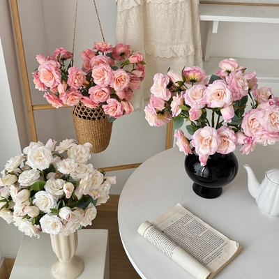Buy Korean style 12 head Elsa Rose Simulation Flower Rose Fake Flower Home Living Room Dining Table Decoration Photography Prop online manufacture