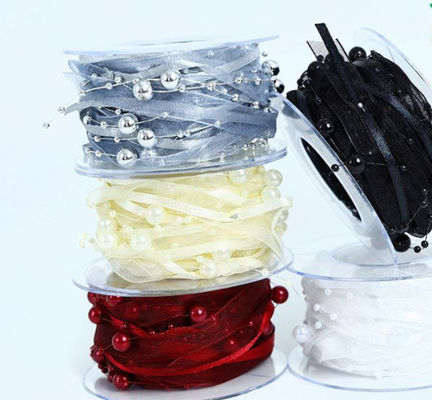 buy Pearl Love Yarn Pearl Chain Ribbon Flower Packaging Material Beaded Hair Accessories Gift DIY Ribbon 1cm /5m Color Fastness online manufacture