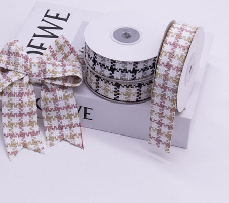 buy Eco-Friendly 4cm Waffle Woolen Woven Belt DIY Small Fragrant Style Qianniao Grid Hair Accessory Bow Woven Belt online manufacture