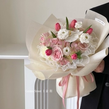 Buy Embossed Cream Floral Flower Wrapping Paper Waterproof Specialty Paper online manufacture