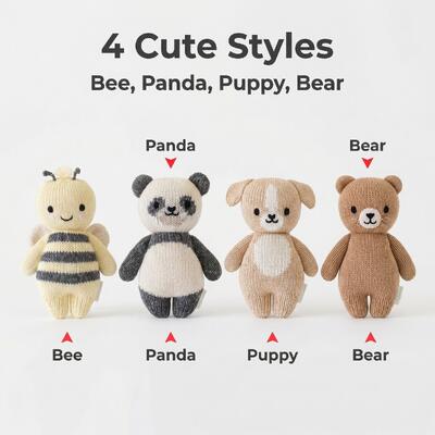Buy Hand Knitted Animal Toys - 4 Cute Styles Bee Panda Puppy Bear - Adorable Soft Crochet Plush for Newborn Infants online manufacture