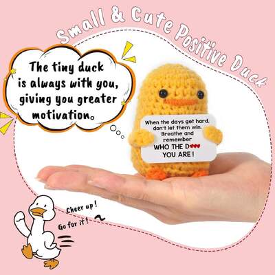 Buy Handmade Crochet Duck Stuffed Animal Toy Inspirational Birthday Gift for Women College Graduates Positive PP Cotton online manufacture