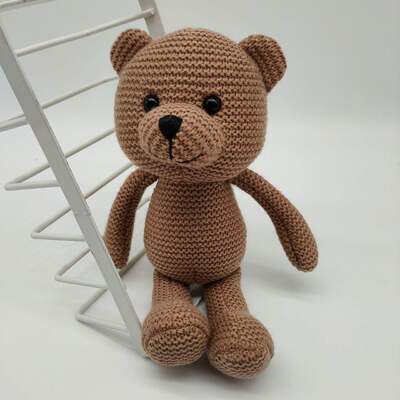 Buy Kawaii Bear Amigurumi Toy Handmade Soft Crochet Knit Doll Baby Sleeping Stuffed Animal Plush Toy with PP Cotton Filling online manufacture