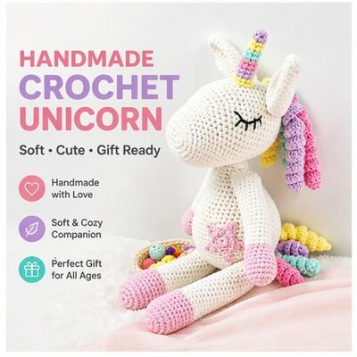 Buy Organic Crochet Items Hot Selling Soft Big Toys Handmade Ce Certification Amigurumi Stuffed Plush Unicorn Doll for Babies online manufacture