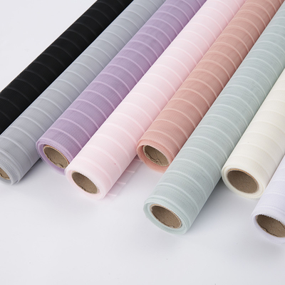 Good price Florist Wrapping Packing Polyester Stripe Deco Mesh Roll 70-80gsm online