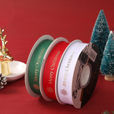 Buy Merry Christmas Gift Packing Christmas Grosgrain Ribbon 2.5cmX50Y 1 Inch Grosgrain Ribbon online manufacture