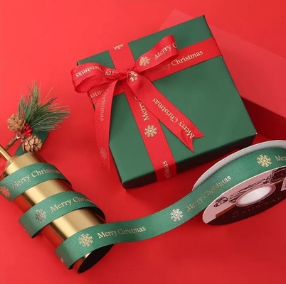 Buy Printed Polyester Satin Grosgrain Ribbon 25mm Red Christmas Ribbon online manufacture