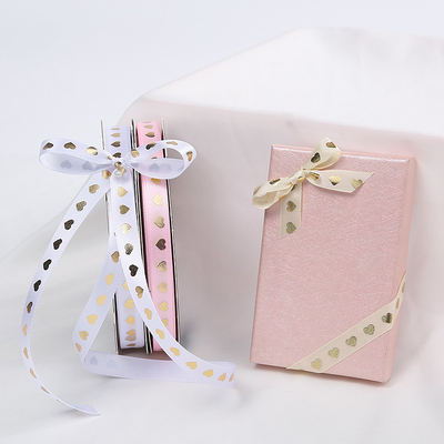 Buy 10mmX45Yards Gift Wrap Heart Pattern Satin Ribbon Roll Grosgrain Ribbon online manufacture