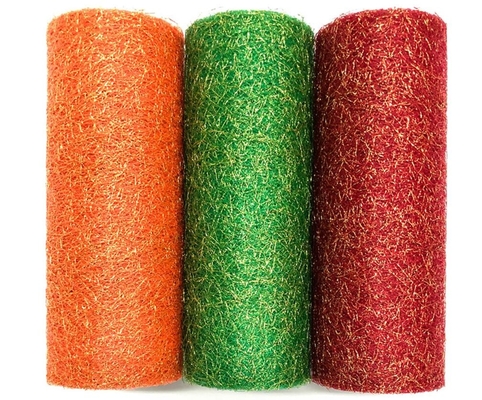Good price Metallic Organza Glitter Tulle Spool 100% Nylon Mesh Fabric 19GSM 6in Tulle Rolls online
