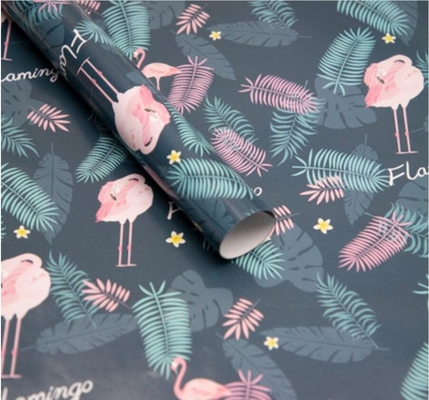 Good price 80gsm Gift Wrap Paper Roll Summer Flamingos Turtle Leaf Print Wrapping Paper online