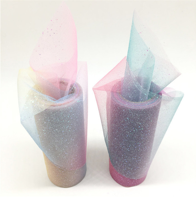 Good price 15cm 10 Yards Organza Tulle Rolls Rainbow Glitter Tulle With Crystal Sequin online